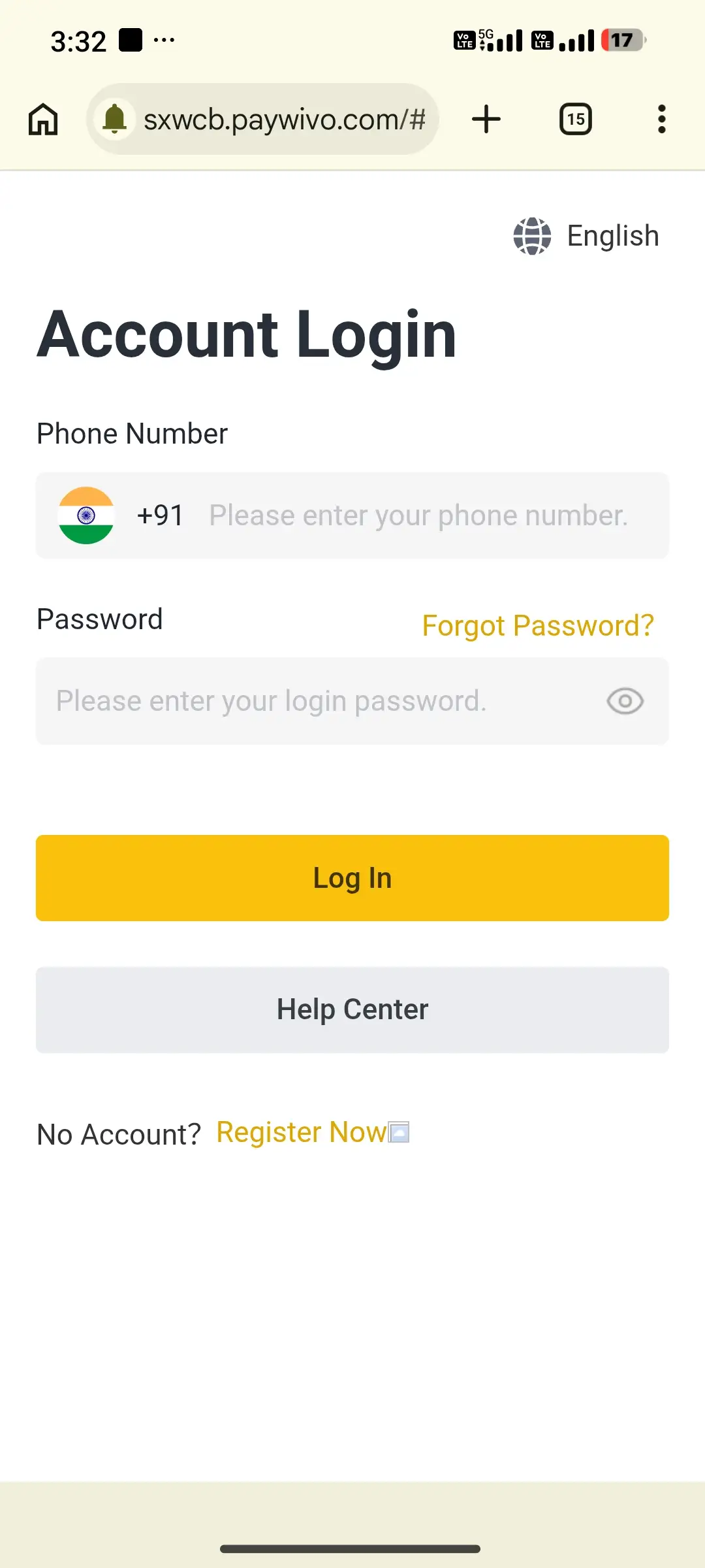 Ar Wallet register screen
