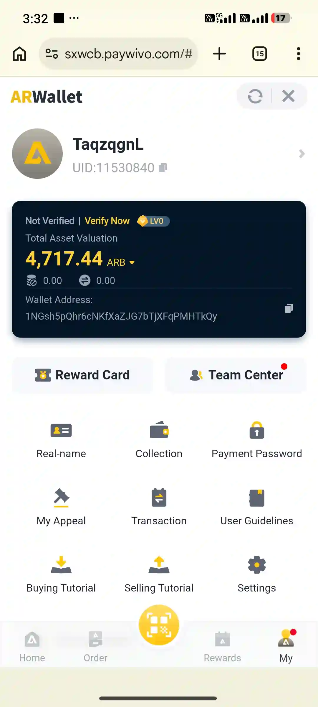 Ar Wallet buy ARB tokens screen